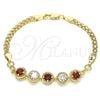 Pulsera Elegante 03.63.2124.07 Oro Laminado, con Granate and Blanca Zirconia Cubica, Pulido, Tono Dorado (04 MM Thickness, 7 Inches Length)