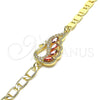 Pulsera Elegante 03.63.2125.07 Oro Laminado, Diseño de Pavo Real, con Granate and Blanca Zirconia Cubica, Pulido, Tono Dorado (05 MM Thickness, 7 Inches Length)