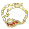 Pulsera Elegante 03.63.2125.07 Oro Laminado, Diseño de Pavo Real, con Granate and Blanca Zirconia Cubica, Pulido, Tono Dorado (05 MM Thickness, 7 Inches Length)