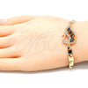 Pulsera Elegante 03.63.2125.1.07 Oro Laminado, Diseño de Pavo Real, con Negro and Blanca Zirconia Cubica, Pulido, Tono Dorado (05 MM Thickness, 7 Inches Length)
