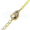 Pulsera Elegante 03.63.2125.1.07 Oro Laminado, Diseño de Pavo Real, con Negro and Blanca Zirconia Cubica, Pulido, Tono Dorado (05 MM Thickness, 7 Inches Length)