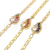 Pulsera Elegante 03.63.2125.1.07 Oro Laminado, Diseño de Pavo Real, con Negro and Blanca Zirconia Cubica, Pulido, Tono Dorado (05 MM Thickness, 7 Inches Length)