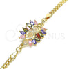 Pulsera Elegante 03.63.2126.2.08 Oro Laminado, con Multicolor Zirconia Cubica, Pulido, Tono Dorado (04 MM Thickness, 8 Inches Length)