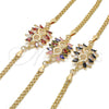 Pulsera Elegante 03.63.2126.2.08 Oro Laminado, con Multicolor Zirconia Cubica, Pulido, Tono Dorado (04 MM Thickness, 8 Inches Length)