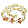 Pulsera Elegante 03.63.2127.07 Oro Laminado, Diseño de Mariposa, con Granate and Blanca Zirconia Cubica, Pulido, Tono Dorado (06 MM Thickness, 7 Inches Length)