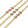 Pulsera Elegante 03.63.2127.07 Oro Laminado, Diseño de Mariposa, con Granate and Blanca Zirconia Cubica, Pulido, Tono Dorado (06 MM Thickness, 7 Inches Length)