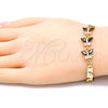 Pulsera Elegante 03.63.2127.1.07 Oro Laminado, Diseño de Mariposa, con Negro and Blanca Zirconia Cubica, Pulido, Tono Dorado (06 MM Thickness, 7 Inches Length)