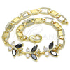 Pulsera Elegante 03.63.2127.1.07 Oro Laminado, Diseño de Mariposa, con Negro and Blanca Zirconia Cubica, Pulido, Tono Dorado (06 MM Thickness, 7 Inches Length)