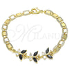 Pulsera Elegante 03.63.2127.1.07 Oro Laminado, Diseño de Mariposa, con Negro and Blanca Zirconia Cubica, Pulido, Tono Dorado (06 MM Thickness, 7 Inches Length)
