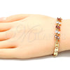 Pulsera Elegante 03.63.2128.08 Oro Laminado, Diseño de Oja, con Granate and Blanca Zirconia Cubica, Pulido, Tono Dorado (05 MM Thickness, 8 Inches Length)