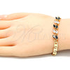 Pulsera Elegante 03.63.2128.1.08 Oro Laminado, Diseño de Oja, con Negro and Blanca Zirconia Cubica, Pulido, Tono Dorado (05 MM Thickness, 8 Inches Length)