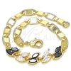 Pulsera Elegante 03.63.2128.1.08 Oro Laminado, Diseño de Oja, con Negro and Blanca Zirconia Cubica, Pulido, Tono Dorado (05 MM Thickness, 8 Inches Length)