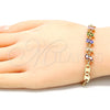 Pulsera Elegante 03.63.2128.2.08 Oro Laminado, Diseño de Oja, con Multicolor Zirconia Cubica, Pulido, Tono Dorado (05 MM Thickness, 8 Inches Length)