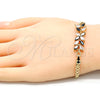 Pulsera Elegante 03.63.2129.1.07 Oro Laminado, Diseño de Flor y Oja, con Negro and Blanca Zirconia Cubica, Pulido, Tono Dorado (04 MM Thickness, 7 Inches Length)