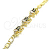 Pulsera Elegante 03.63.2131.2.07 Oro Laminado, Diseño de Elefante, con Negro and Blanca Zirconia Cubica, Pulido, Tono Dorado (05 MM Thickness, 7 Inches Length)