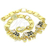 Pulsera Elegante 03.63.2131.2.07 Oro Laminado, Diseño de Elefante, con Negro and Blanca Zirconia Cubica, Pulido, Tono Dorado (05 MM Thickness, 7 Inches Length)