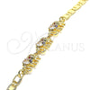 Pulsera Elegante 03.63.2131.3.07 Oro Laminado, Diseño de Elefante, con Multicolor Zirconia Cubica, Pulido, Tono Dorado (05 MM Thickness, 7 Inches Length)