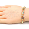 Pulsera Elegante 03.63.2132.1.08 Oro Laminado, Diseño de Elefante, con Granate and Blanca Zirconia Cubica, Pulido, Tono Dorado (04 MM Thickness, 8 Inches Length)