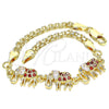 Pulsera Elegante 03.63.2132.1.08 Oro Laminado, Diseño de Elefante, con Granate and Blanca Zirconia Cubica, Pulido, Tono Dorado (04 MM Thickness, 8 Inches Length)