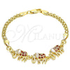 Pulsera Elegante 03.63.2132.1.08 Oro Laminado, Diseño de Elefante, con Granate and Blanca Zirconia Cubica, Pulido, Tono Dorado (04 MM Thickness, 8 Inches Length)