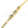 Pulsera Elegante 03.63.2132.2.08 Oro Laminado, Diseño de Elefante, con Negro and Blanca Zirconia Cubica, Pulido, Tono Dorado (04 MM Thickness, 8 Inches Length)