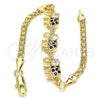 Pulsera Elegante 03.63.2132.2.08 Oro Laminado, Diseño de Elefante, con Negro and Blanca Zirconia Cubica, Pulido, Tono Dorado (04 MM Thickness, 8 Inches Length)