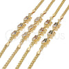 Pulsera Elegante 03.63.2132.2.08 Oro Laminado, Diseño de Elefante, con Negro and Blanca Zirconia Cubica, Pulido, Tono Dorado (04 MM Thickness, 8 Inches Length)