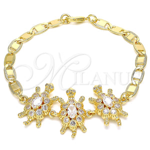 Pulsera Elegante 03.63.2133.08 Oro Laminado, Diseño de Tortuga, con Blanca Zirconia Cubica, Pulido, Tono Dorado (05 MM Thickness, 8 Inches Length)