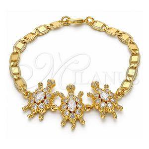 Pulsera Elegante 03.63.2133.08 Oro Laminado, Diseño de Tortuga, con Zirconia Cubica Blanca, Pulido, Tono Dorado (Grosor 05 MM, 8 Pulgadas de Largo)