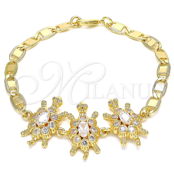 Pulsera Elegante 03.63.2133.08 Oro Laminado, Diseño de Tortuga, con Blanca Zirconia Cubica, Pulido, Tono Dorado (05 MM Thickness, 8 Inches Length)