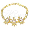 Pulsera Elegante 03.63.2133.08 Oro Laminado, Diseño de Tortuga, con Blanca Zirconia Cubica, Pulido, Tono Dorado (05 MM Thickness, 8 Inches Length)