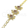 Pulsera Elegante 03.63.2133.1.08 Oro Laminado, Diseño de Tortuga, con Granate and Blanca Zirconia Cubica, Pulido, Tono Dorado (05 MM Thickness, 8 Inches Length)