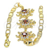 Pulsera Elegante 03.63.2133.1.08 Oro Laminado, Diseño de Tortuga, con Granate and Blanca Zirconia Cubica, Pulido, Tono Dorado (05 MM Thickness, 8 Inches Length)