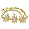 Pulsera Elegante 03.63.2134.07 Oro Laminado, Diseño de Tortuga, con Blanca Zirconia Cubica, Pulido, Tono Dorado (04 MM Thickness, 7 Inches Length)