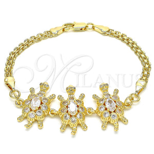 Pulsera Elegante 03.63.2134.07 Oro Laminado, Diseño de Tortuga, con Blanca Zirconia Cubica, Pulido, Tono Dorado (04 MM Thickness, 7 Inches Length)