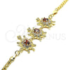 Pulsera Elegante 03.63.2134.1.07 Oro Laminado, Diseño de Tortuga, con Granate and Blanca Zirconia Cubica, Pulido, Tono Dorado (04 MM Thickness, 70 Inches Length)