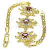 Pulsera Elegante 03.63.2134.1.07 Oro Laminado, Diseño de Tortuga, con Granate and Blanca Zirconia Cubica, Pulido, Tono Dorado (04 MM Thickness, 70 Inches Length)