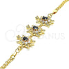 Pulsera Elegante 03.63.2134.2.07 Oro Laminado, Diseño de Tortuga, con Negro and Blanca Zirconia Cubica, Pulido, Tono Dorado (04 MM Thickness, 7 Inches Length)