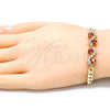 Pulsera Elegante 03.63.2137.08 Oro Laminado, con Granate and Blanca Zirconia Cubica, Pulido, Tono Dorado (05 MM Thickness, 8 Inches Length)