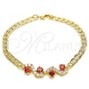 Pulsera Elegante 03.63.2137.08 Oro Laminado, con Granate and Blanca Zirconia Cubica, Pulido, Tono Dorado (05 MM Thickness, 8 Inches Length)