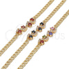 Pulsera Elegante 03.63.2137.08 Oro Laminado, con Granate and Blanca Zirconia Cubica, Pulido, Tono Dorado (05 MM Thickness, 8 Inches Length)