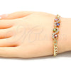 Pulsera Elegante 03.63.2137.2.08 Oro Laminado, con Multicolor Zirconia Cubica, Pulido, Tono Dorado (05 MM Thickness, 8 Inches Length)