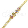Pulsera Elegante 03.63.2137.2.08 Oro Laminado, con Multicolor Zirconia Cubica, Pulido, Tono Dorado (05 MM Thickness, 8 Inches Length)