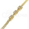 Pulsera Elegante 03.63.2138.07 Oro Laminado, Diseño de Elefante, con Blanca Zirconia Cubica, Pulido, Tono Dorado (05 MM Thickness, 7 Inches Length)