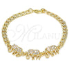 Pulsera Elegante 03.63.2138.07 Oro Laminado, Diseño de Elefante, con Blanca Zirconia Cubica, Pulido, Tono Dorado (05 MM Thickness, 7 Inches Length)