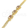 Pulsera Elegante 03.63.2138.1.07 Oro Laminado, Diseño de Elefante, con Granate and Blanca Zirconia Cubica, Pulido, Tono Dorado (05 MM Thickness, 7 Inches Length)