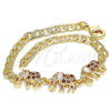 Pulsera Elegante 03.63.2138.1.07 Oro Laminado, Diseño de Elefante, con Granate and Blanca Zirconia Cubica, Pulido, Tono Dorado (05 MM Thickness, 7 Inches Length)