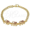 Pulsera Elegante 03.63.2138.1.07 Oro Laminado, Diseño de Elefante, con Granate and Blanca Zirconia Cubica, Pulido, Tono Dorado (05 MM Thickness, 7 Inches Length)