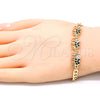 Pulsera Elegante 03.63.2138.2.07 Oro Laminado, Diseño de Elefante, con Negro and Blanca Zirconia Cubica, Pulido, Tono Dorado (05 MM Thickness, 7 Inches Length)