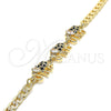 Pulsera Elegante 03.63.2138.2.07 Oro Laminado, Diseño de Elefante, con Negro and Blanca Zirconia Cubica, Pulido, Tono Dorado (05 MM Thickness, 7 Inches Length)
